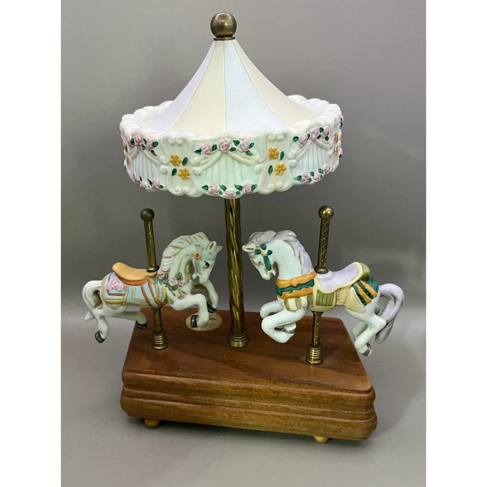 Willits 2 Horse Carousel Music‎ Figurine Plays East Side West Side 10